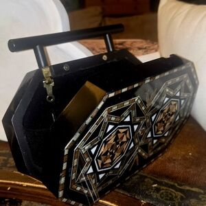 Ramla Damas Handmade Geometric Black and Brown Handbag